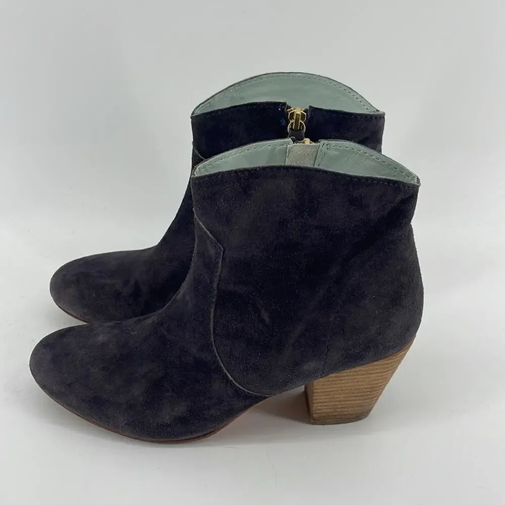 Boden Allendale microsuede side zip boho block heel ankle boots sz 41